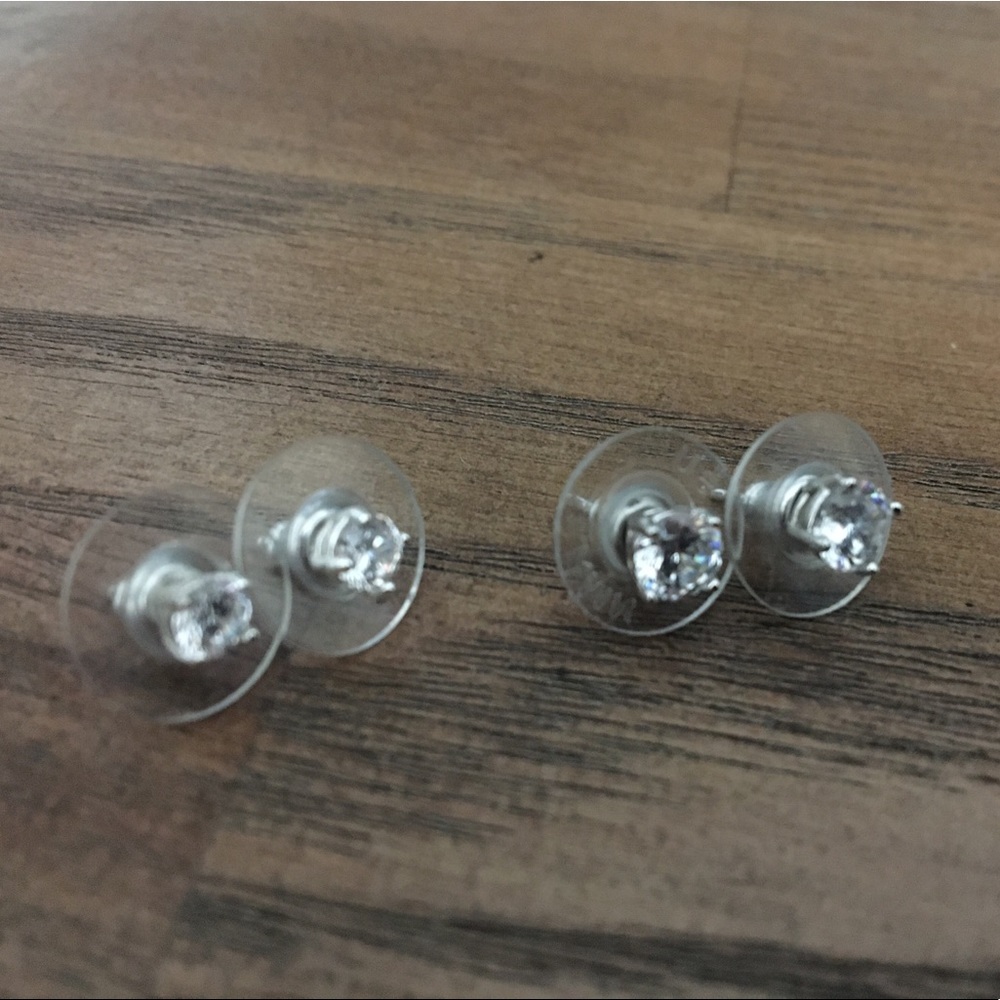Two sets of CZ silver plated earrings - 4mm, 5mm